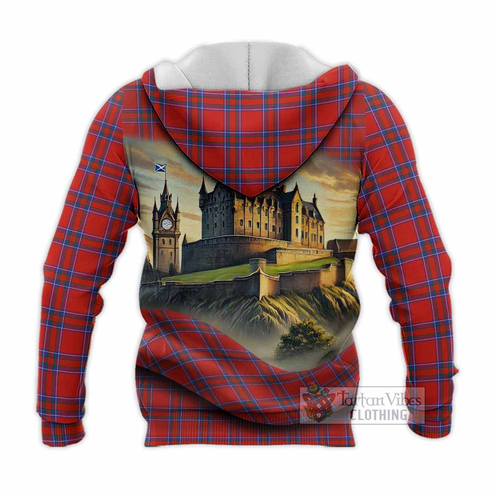 Rait Tartan Family Crest Knitted Hoodie with Scottish Ancient Castle Style - Tartan Vibes Clothing