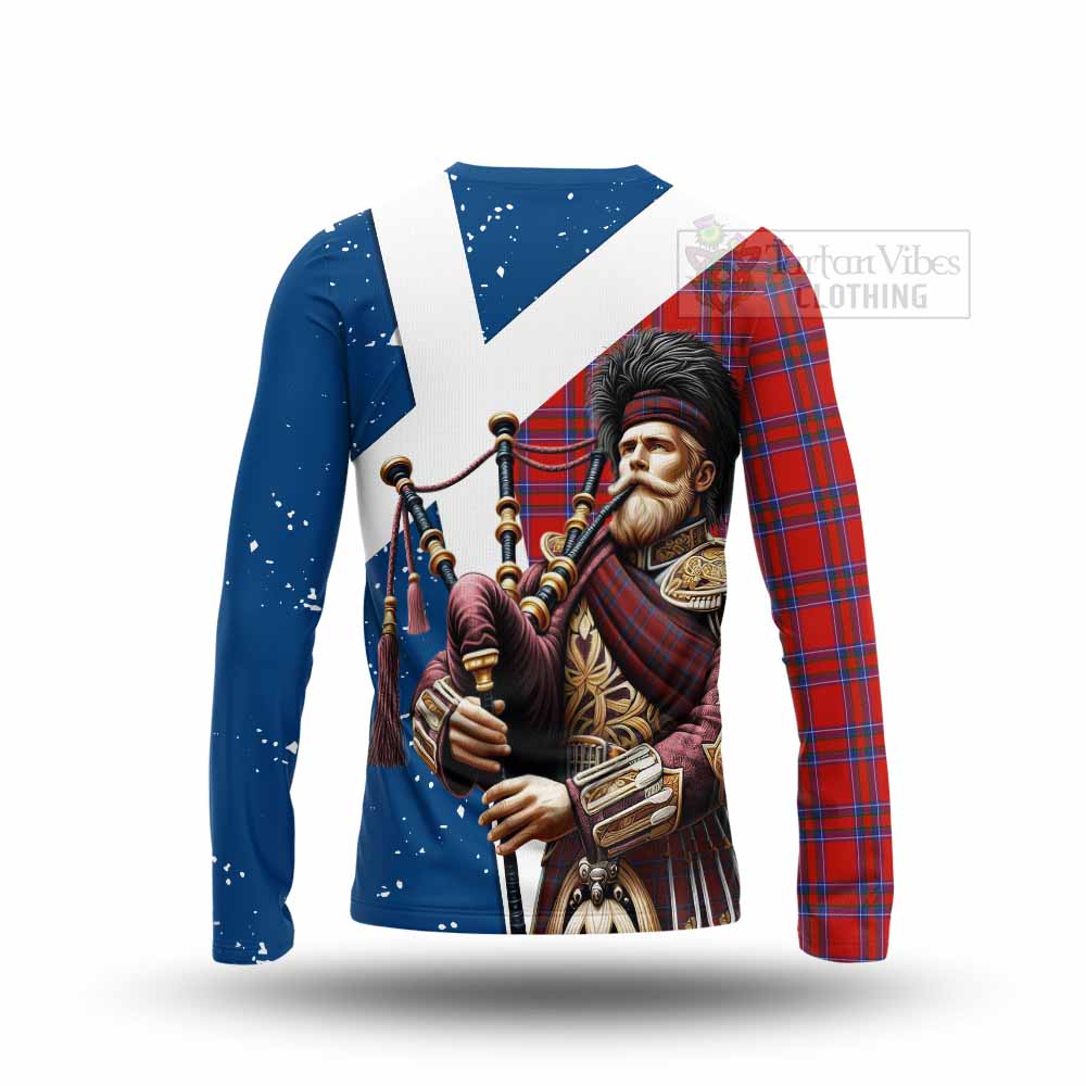 Tartan Vibes Clothing Rait Tartan Long Sleeve T-Shirt with Family Crest Scottish Bagpiper Vibes