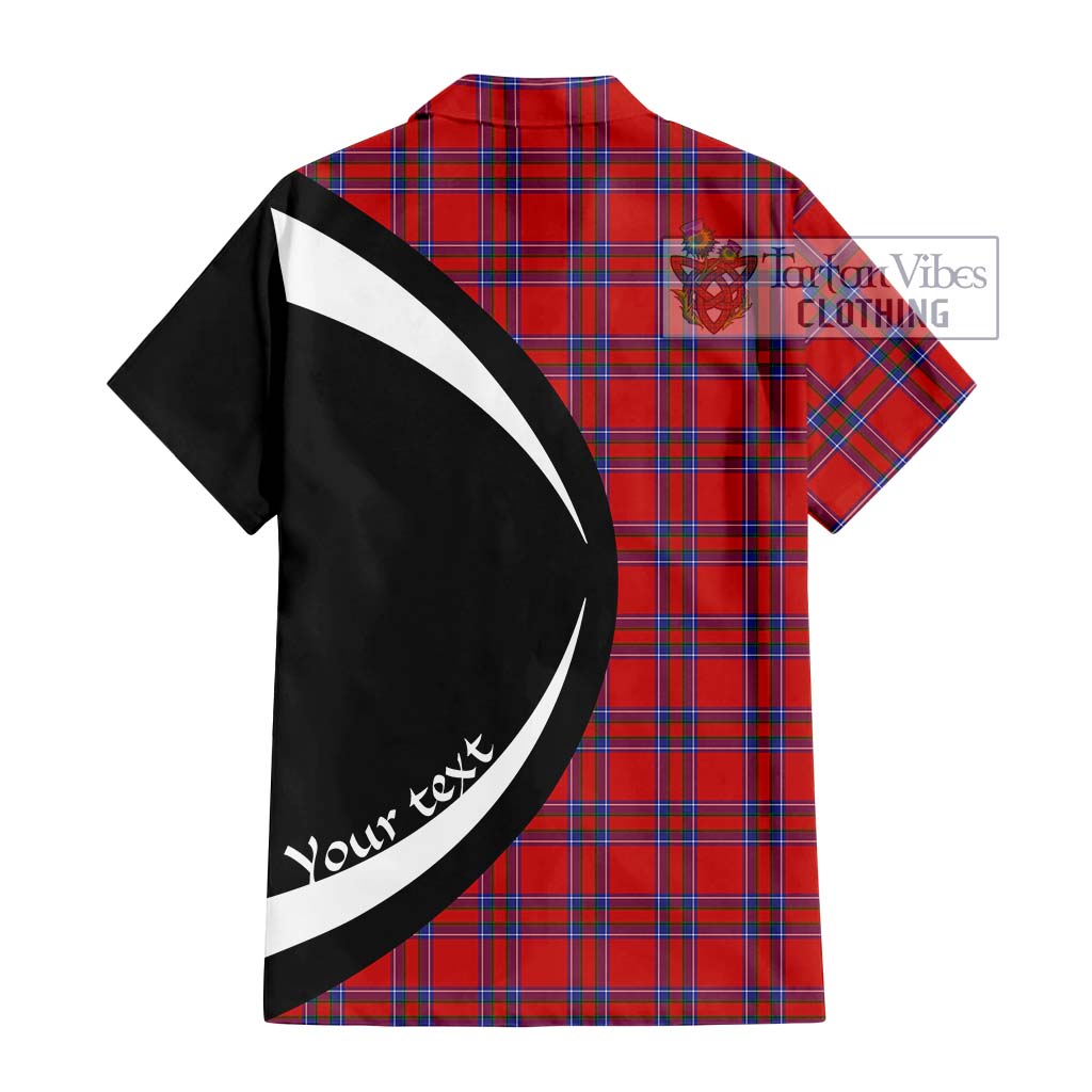 Rait Tartan Short Sleeve Button Up with Family Crest Circle Style - Tartan Vibes Clothing