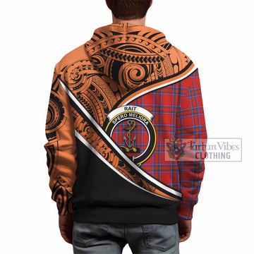 Rait Crest Tartan Hoodie with Polynesian Vibes Style - Orange Version