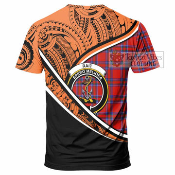 Rait Crest Tartan T-Shirt with Polynesian Vibes Style - Orange Version