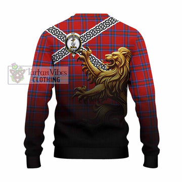 Rait Crest Tartan Knitted Sweater with Golden Lion Emblem Celtic Style - Tartan Vibes Clothing