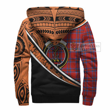 Rait Crest Tartan Sherpa Hoodie with Polynesian Vibes Style - Orange Version