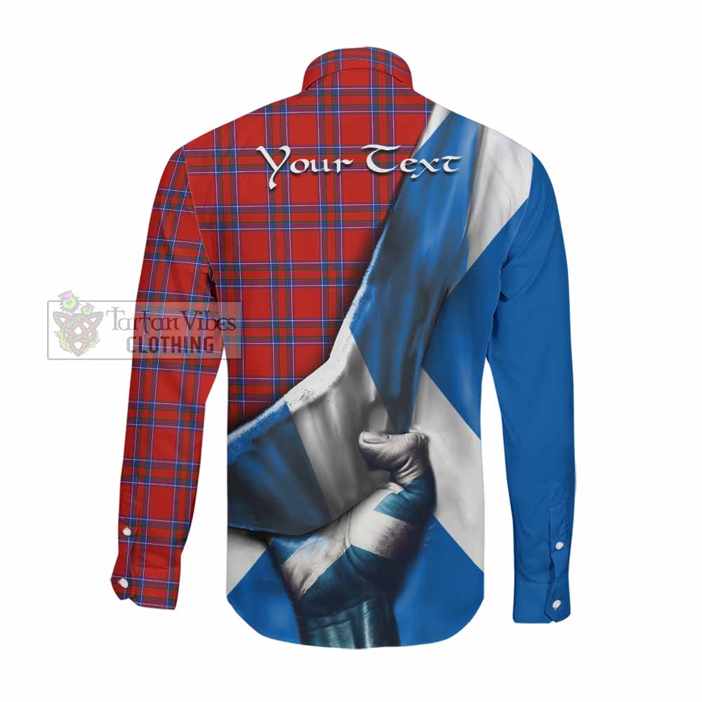 Tartan Vibes Clothing Rait Tartan Long Sleeve Button Shirt with Family Crest Scotland Patriotic Style