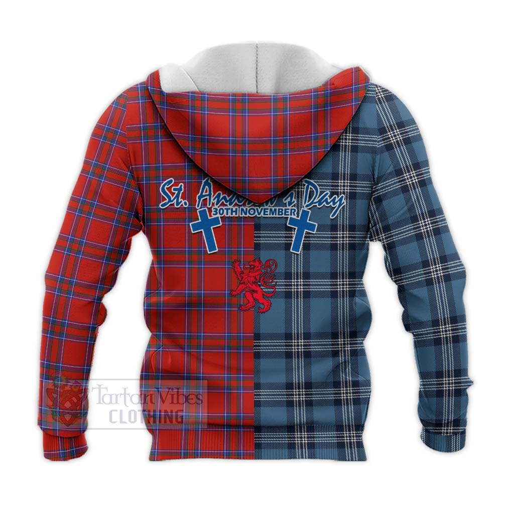 Tartan Vibes Clothing Rait Tartan Knitted Hoodie Happy St. Andrew's Day Half Tartan Style