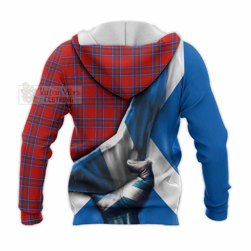 Tartan Vibes Clothing Rait Tartan Knitted Hoodie with Family Crest Scotland Patriotic Style