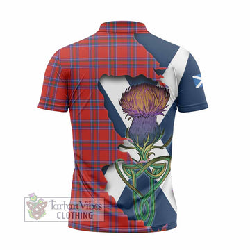 Rait Tartan Family Crest Zipper Polo Shirt Scottish Thistle Celtic Inspired - Tartan Vibes Clothing