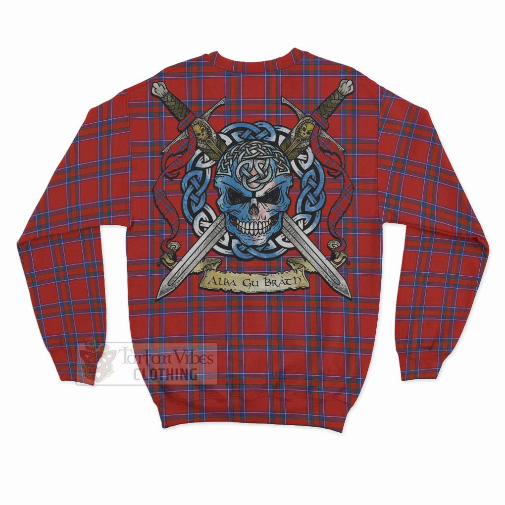 Tartan Vibes Clothing Rait Tartan Sweatshirt with Family Crest Celtic Skull Style