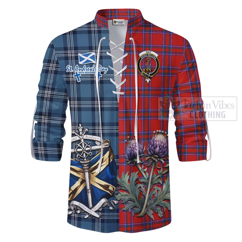 Tartan Vibes Clothing Rait Tartan Ghillie Kilt Shirt Happy St. Andrew's Day Half Tartan Style