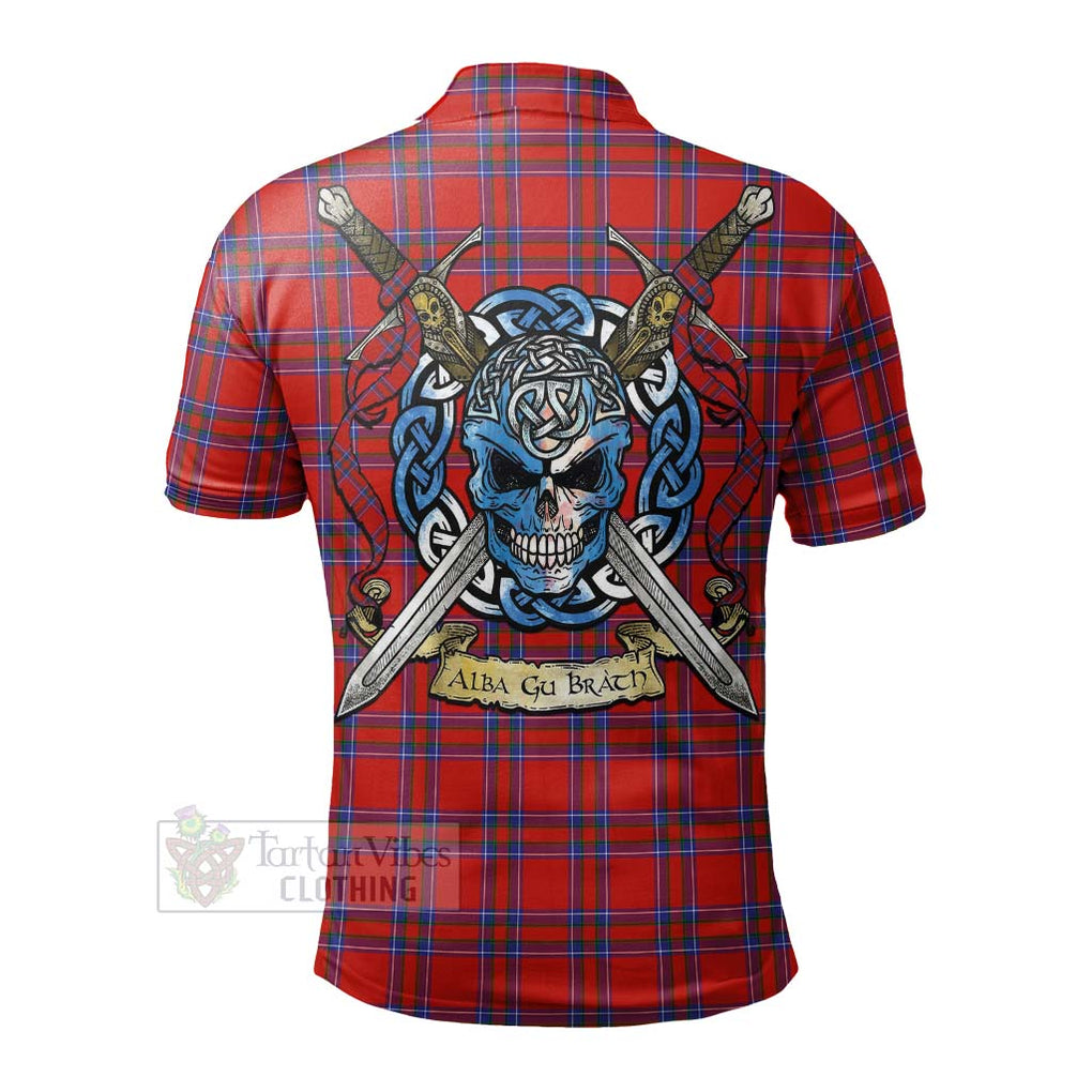 Rait Tartan Polo Shirt with Family Crest Celtic Skull Style - Tartan Vibes Clothing