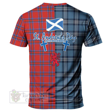 Rait Tartan T-Shirt Happy St. Andrew's Day Half Tartan Style