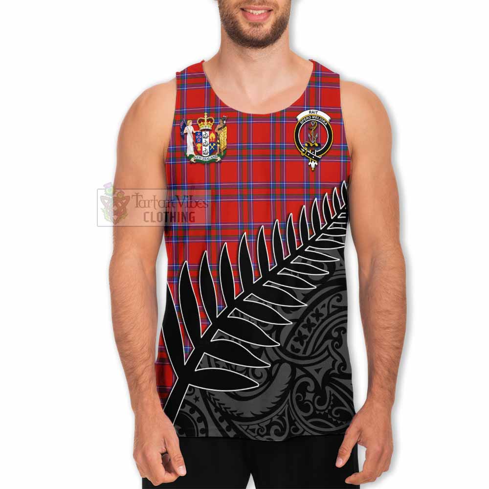 Tartan Vibes Clothing Rait Crest Tartan Men's Tank Top with New Zealand Silver Fern Half Style