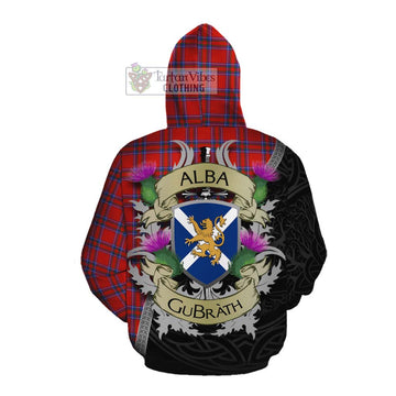 Rait Tartan Family Crest Cotton Hoodie Lion Rampant Royal Thistle Shield Celtic Inspired Pullover Hoodie - Tartan Vibes Clothing