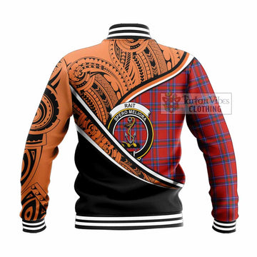 Rait Crest Tartan Baseball Jacket with Polynesian Vibes Style - Orange Version