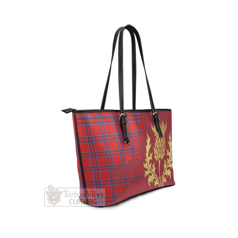 Rait Tartan Leather Tote Bag Gold Thistle Style - Tartan Vibes Clothing