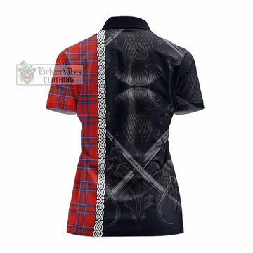 Rait Tartan Women's Polo Shirt with Family Crest Cross Sword Thistle Celtic Vibes