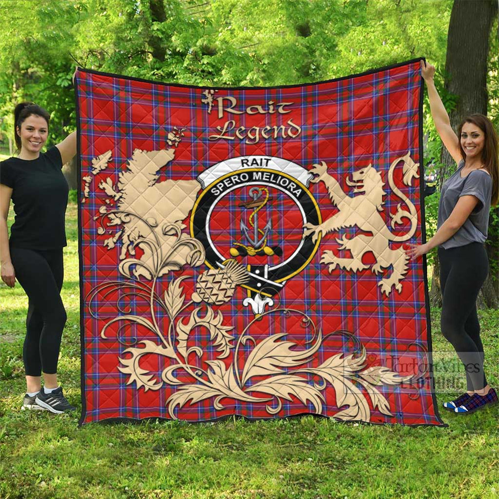 Tartan Vibes Clothing Rait Tartan Quilt with Family Crest and Scottish Symbol Style