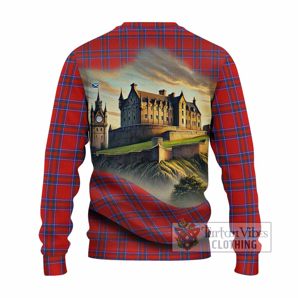 Rait Tartan Family Crest Knitted Sweater with Scottish Ancient Castle Style - Tartan Vibes Clothing