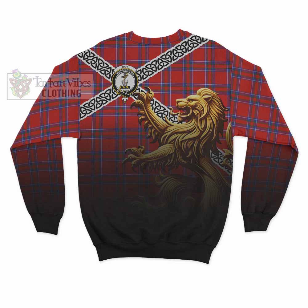 Rait Crest Tartan Sweatshirt with Golden Lion Emblem Celtic Style - Tartan Vibes Clothing