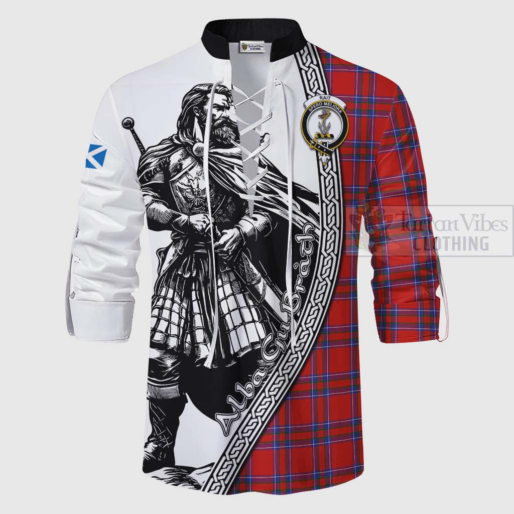 Tartan Vibes Clothing Rait Tartan Clan Crest Ghillie Kilt Shirt with Highlander Warrior Celtic Style