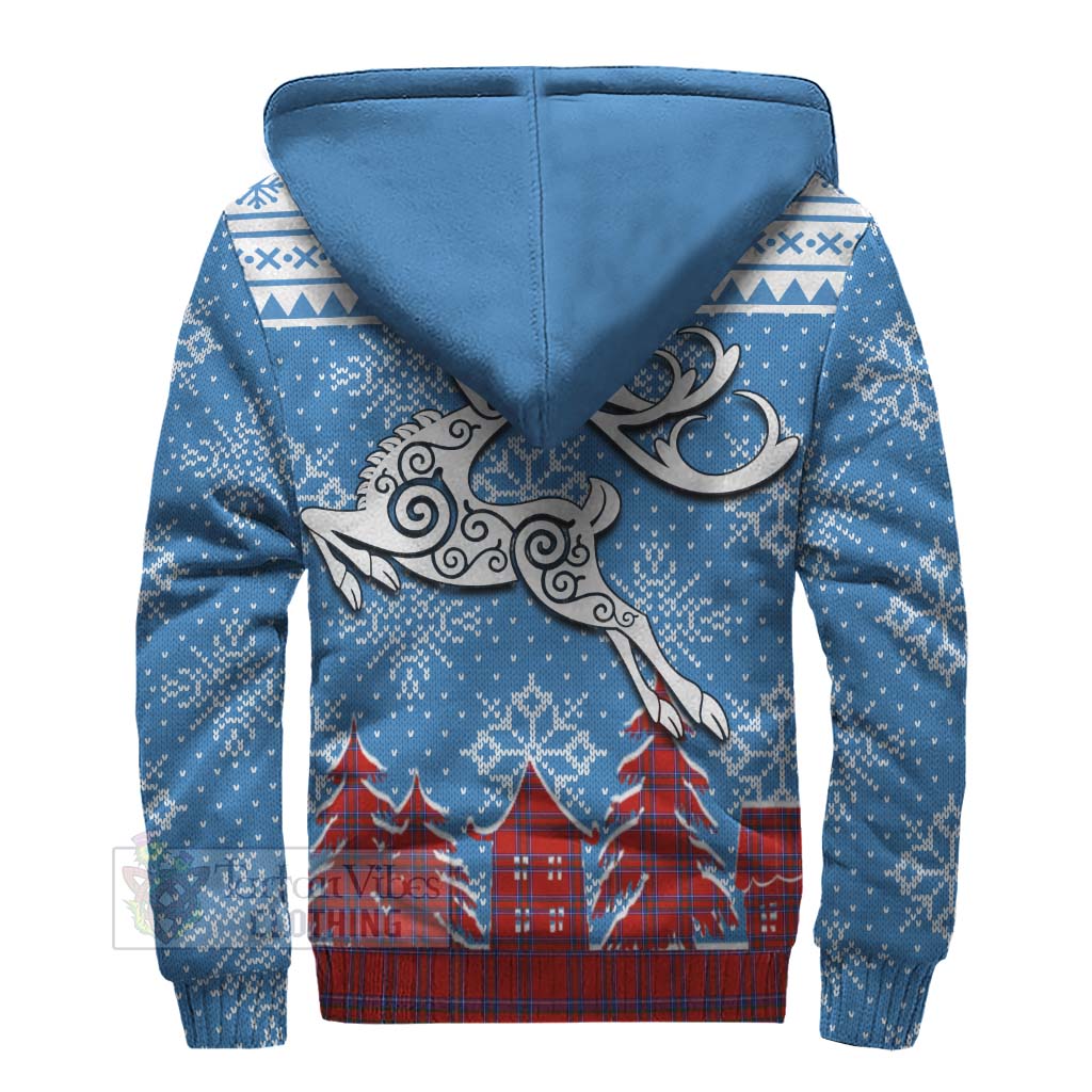 Tartan Vibes Clothing Rait Clan Christmas Sherpa Hoodie Celtic Reindeer Style