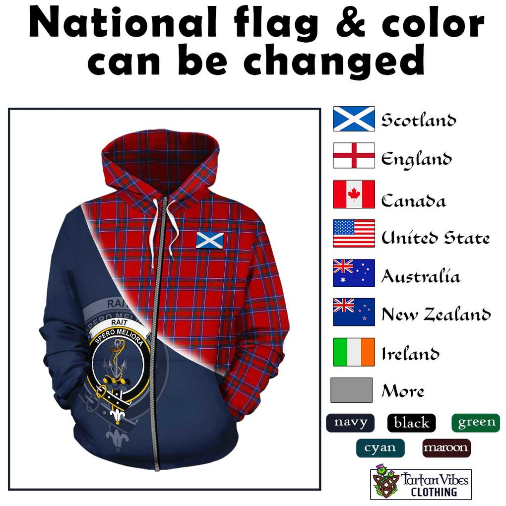 Rait Tartan Hoodie with Personalised National Flag and Family Crest Half Style - Tartanvibesclothing Shop