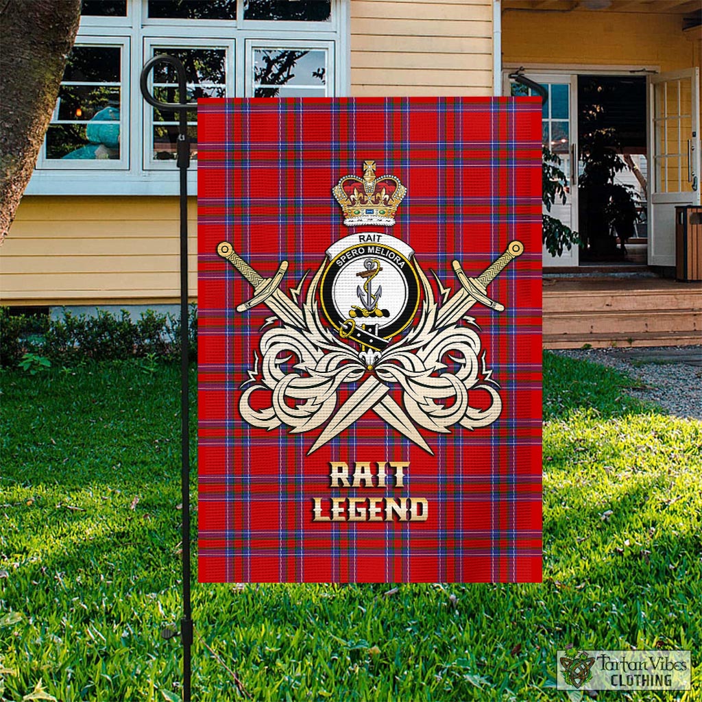 Tartan Vibes Clothing Rait Tartan Flag with Clan Crest and the Golden Sword of Courageous Legacy