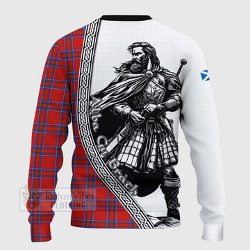 Rait Tartan Clan Crest Knitted Sweater with Highlander Warrior Celtic Style