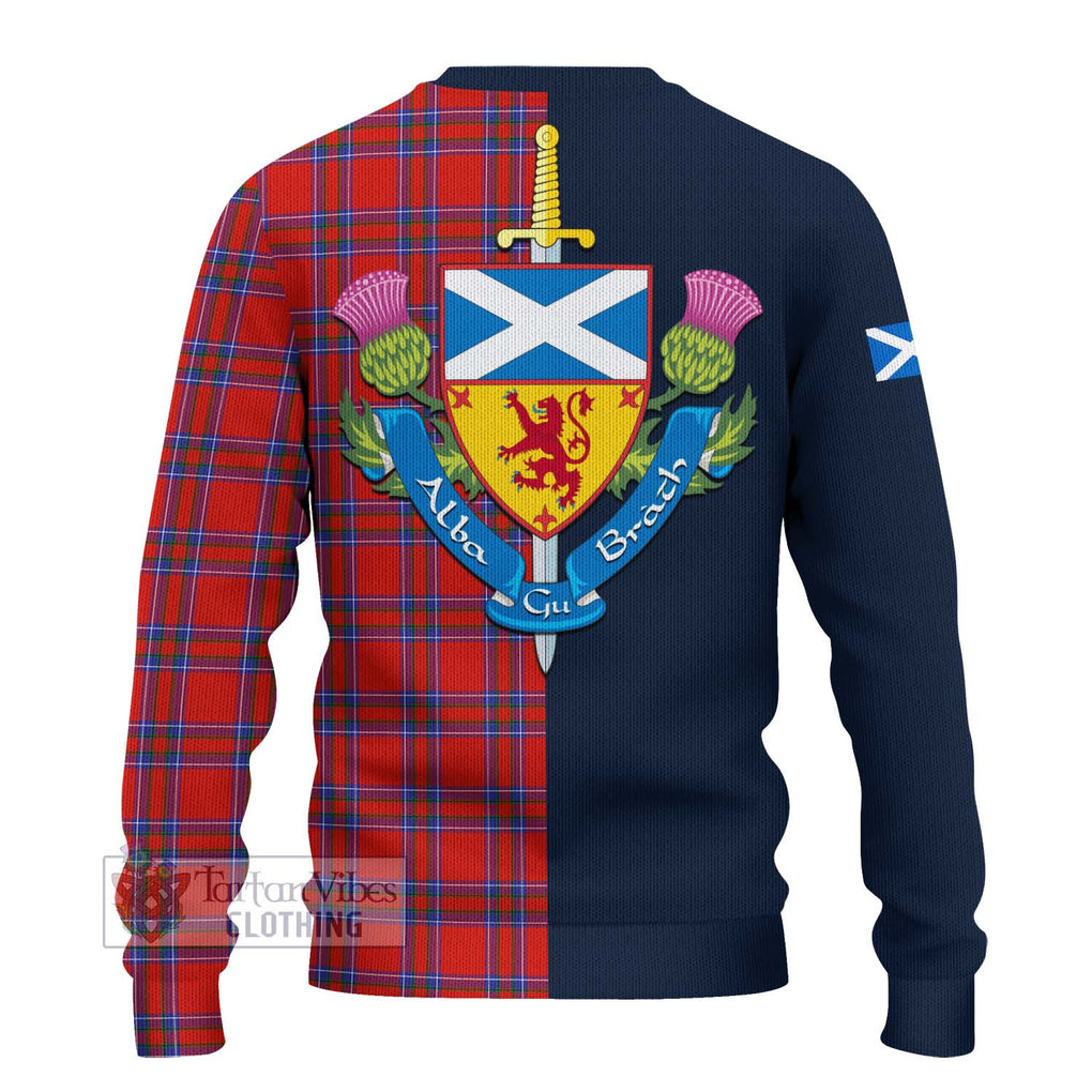 Tartan Vibes Clothing Rait Tartan Knitted Sweater with Scottish Lion Royal Arm Half Style