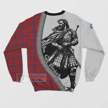 Rait Tartan Clan Crest Sweatshirt with Highlander Warrior Celtic Style