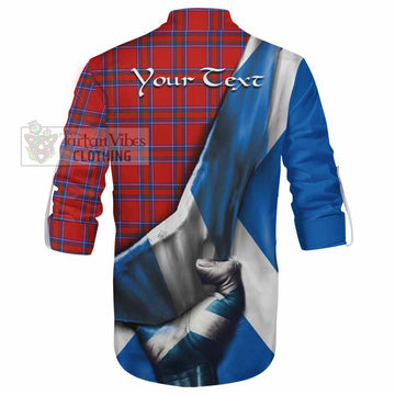 Rait Tartan Ghillie Kilt Shirt with Family Crest Scotland Patriotic Style