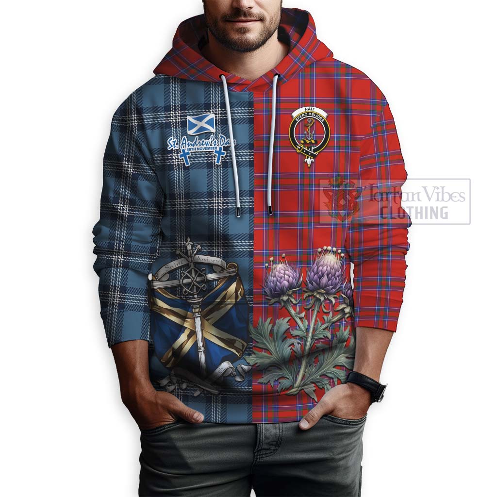 Tartan Vibes Clothing Rait Tartan Hoodie Happy St. Andrew's Day Half Tartan Style