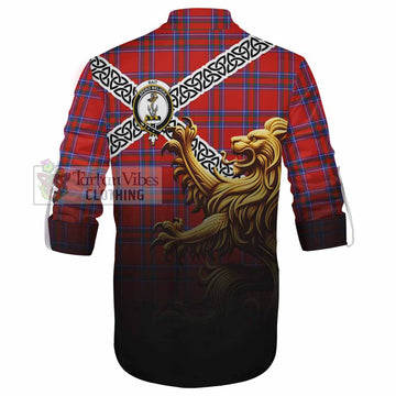 Rait Crest Tartan Ghillie Kilt Shirt with Golden Lion Emblem Celtic Style - Tartan Vibes Clothing