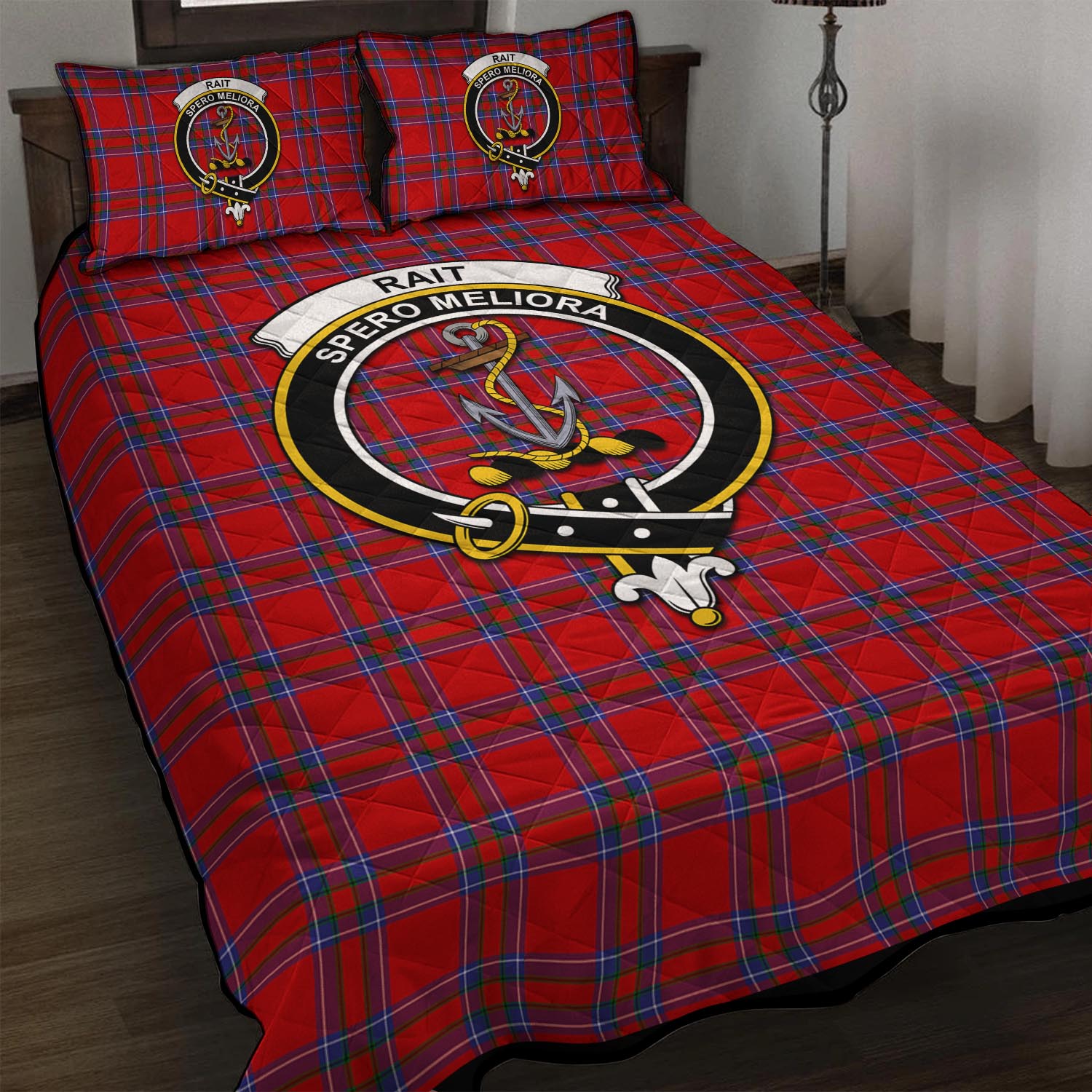 Rait Tartan Quilt Bed Set with Family Crest - Tartan Vibes Clothing