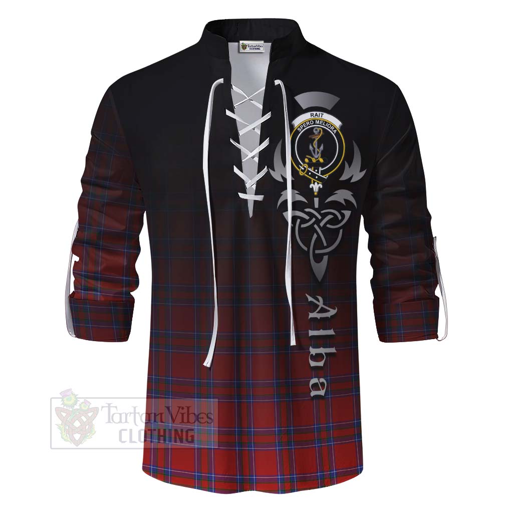 Tartan Vibes Clothing Rait Tartan Ghillie Kilt Shirt Featuring Alba Gu Brath Family Crest Celtic Inspired