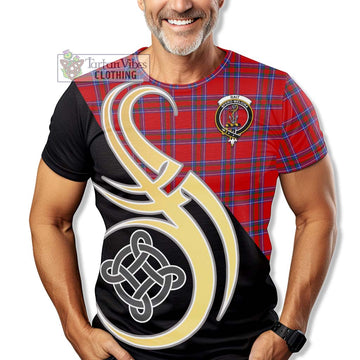 Rait Tartan T-Shirt with Family Crest and Celtic Symbol Style