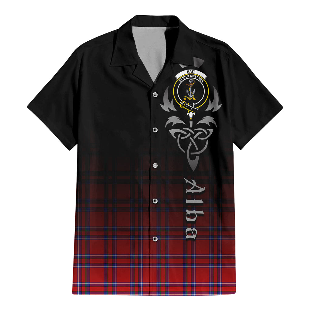 Tartan Vibes Clothing Rait Tartan Short Sleeve Button Up Featuring Alba Gu Brath Family Crest Celtic Inspired