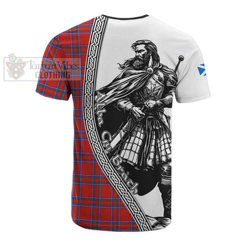 Rait Tartan Clan Crest Cotton T-shirt with Highlander Warrior Celtic Style