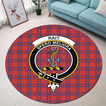 Rait Tartan Round Rug with Family Crest