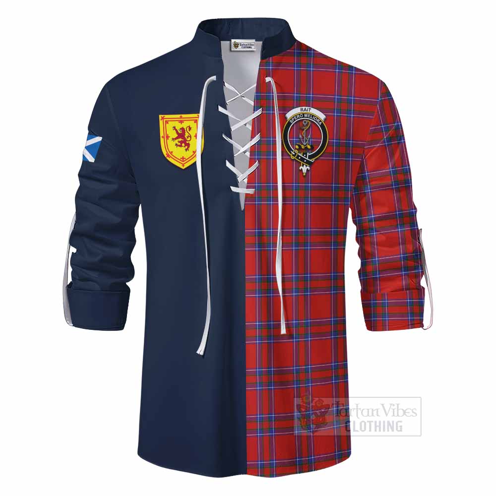 Rait Tartan Ghillie Kilt Shirt Alba with Scottish Lion Royal Arm Half Style