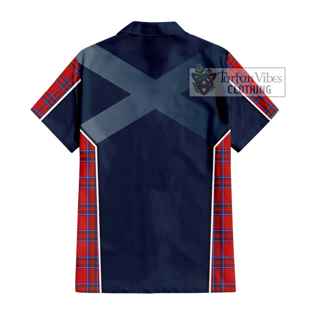 Rait Tartan Short Sleeve Button Shirt with Family Crest and Lion Rampant Vibes Sport Style - Tartan Vibes Clothing