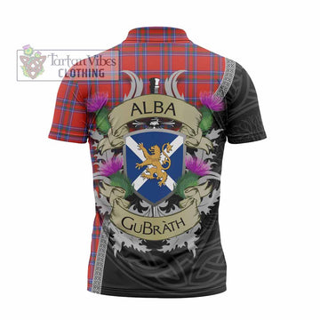 Rait Tartan Family Crest Zipper Polo Shirt Lion Rampant Royal Thistle Shield Celtic Inspired - Tartan Vibes Clothing