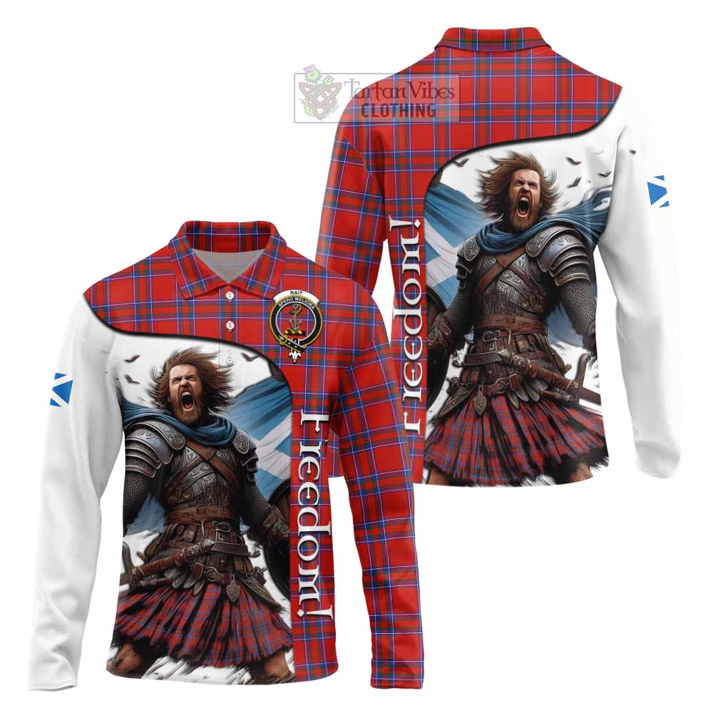 Tartan Vibes Clothing Rait Crest Tartan Long Sleeve Polo Shirt Inspired by the Freedom of Scottish Warrior