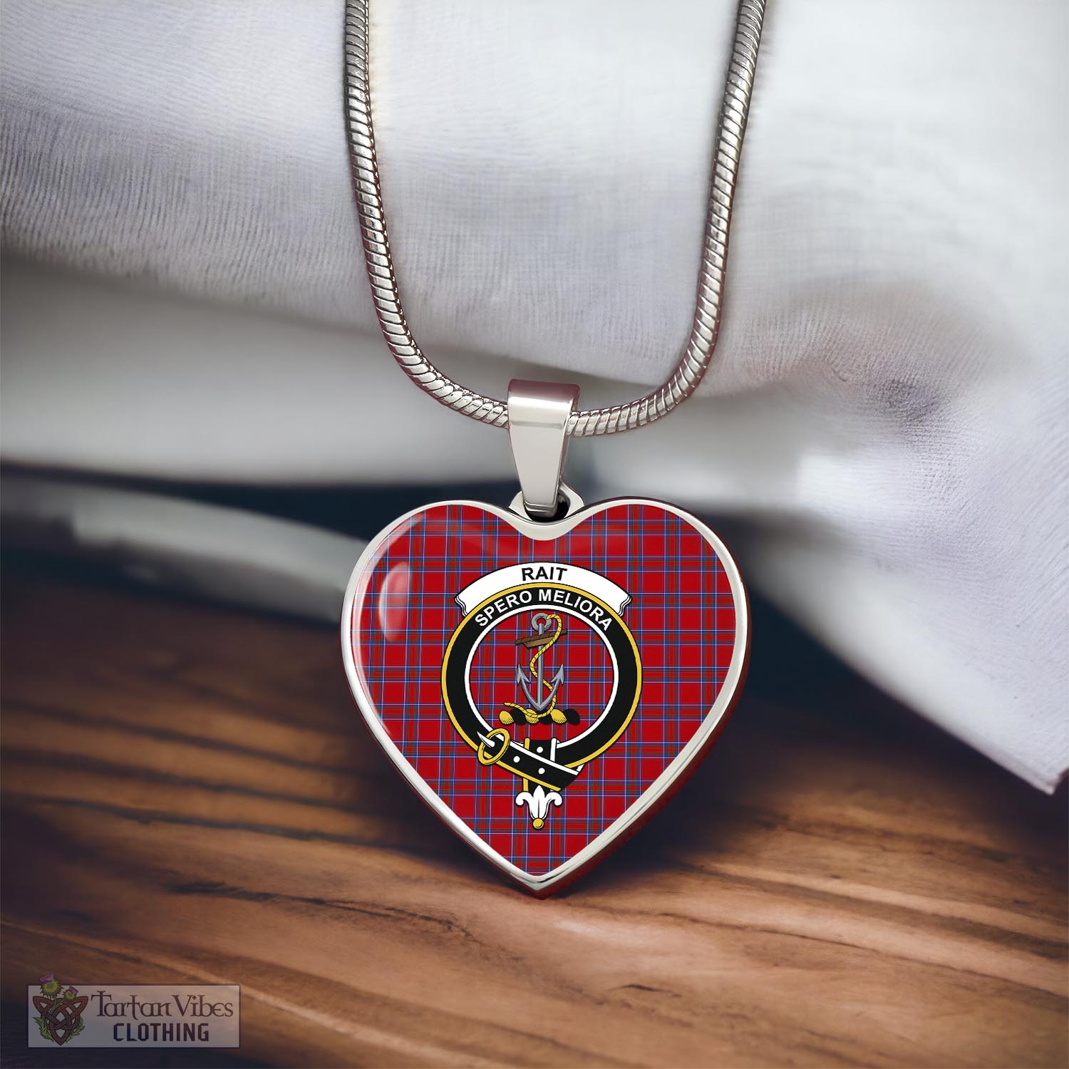 Tartan Vibes Clothing Rait Tartan Heart Necklace with Family Crest