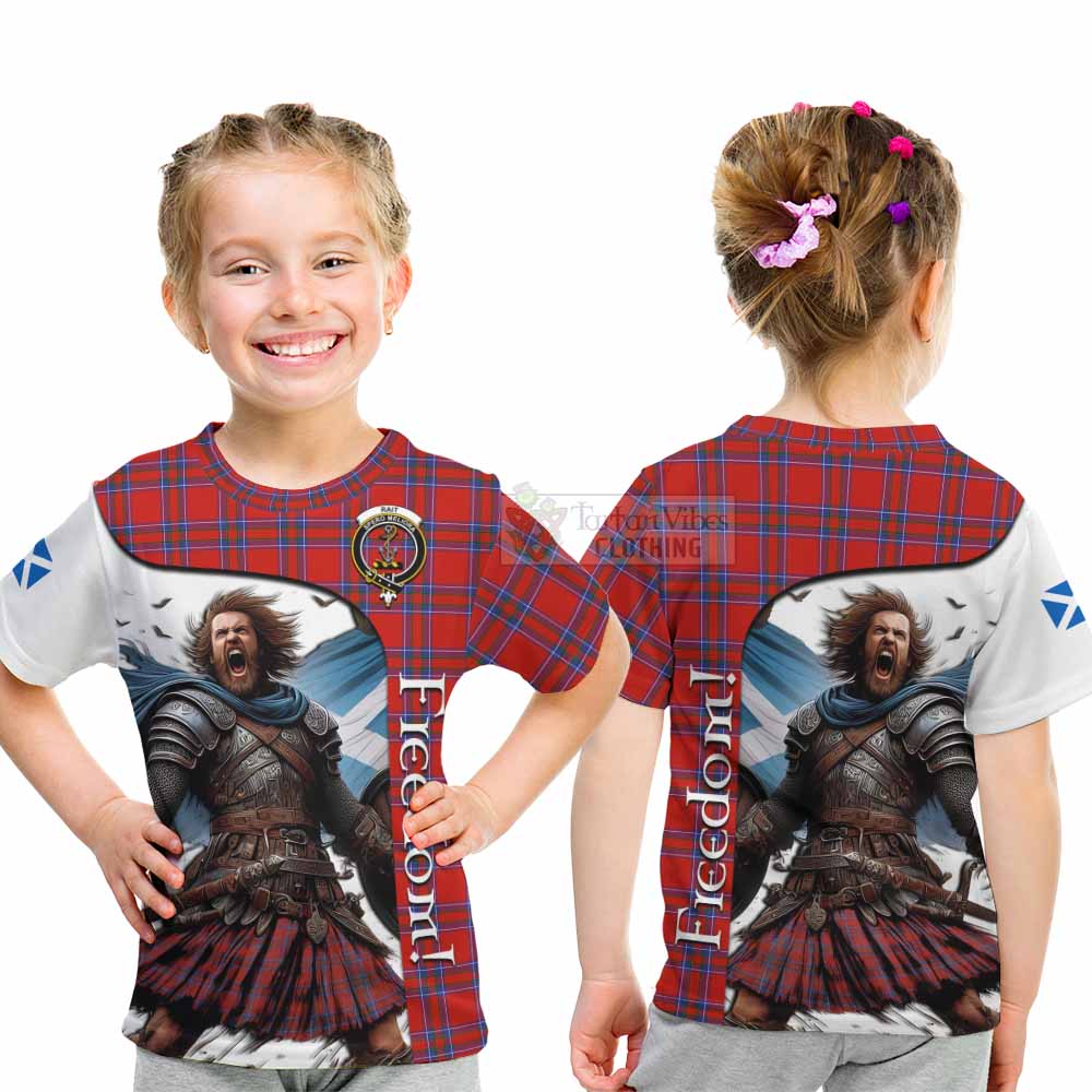 Tartan Vibes Clothing Rait Crest Tartan Kid T-Shirt Inspired by the Freedom of Scottish Warrior