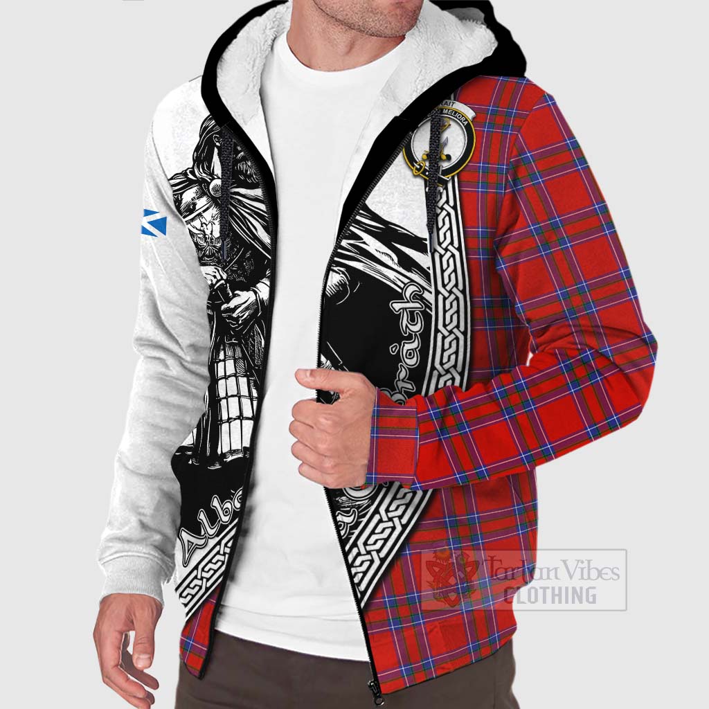 Tartan Vibes Clothing Rait Tartan Clan Crest Sherpa Hoodie with Highlander Warrior Celtic Style