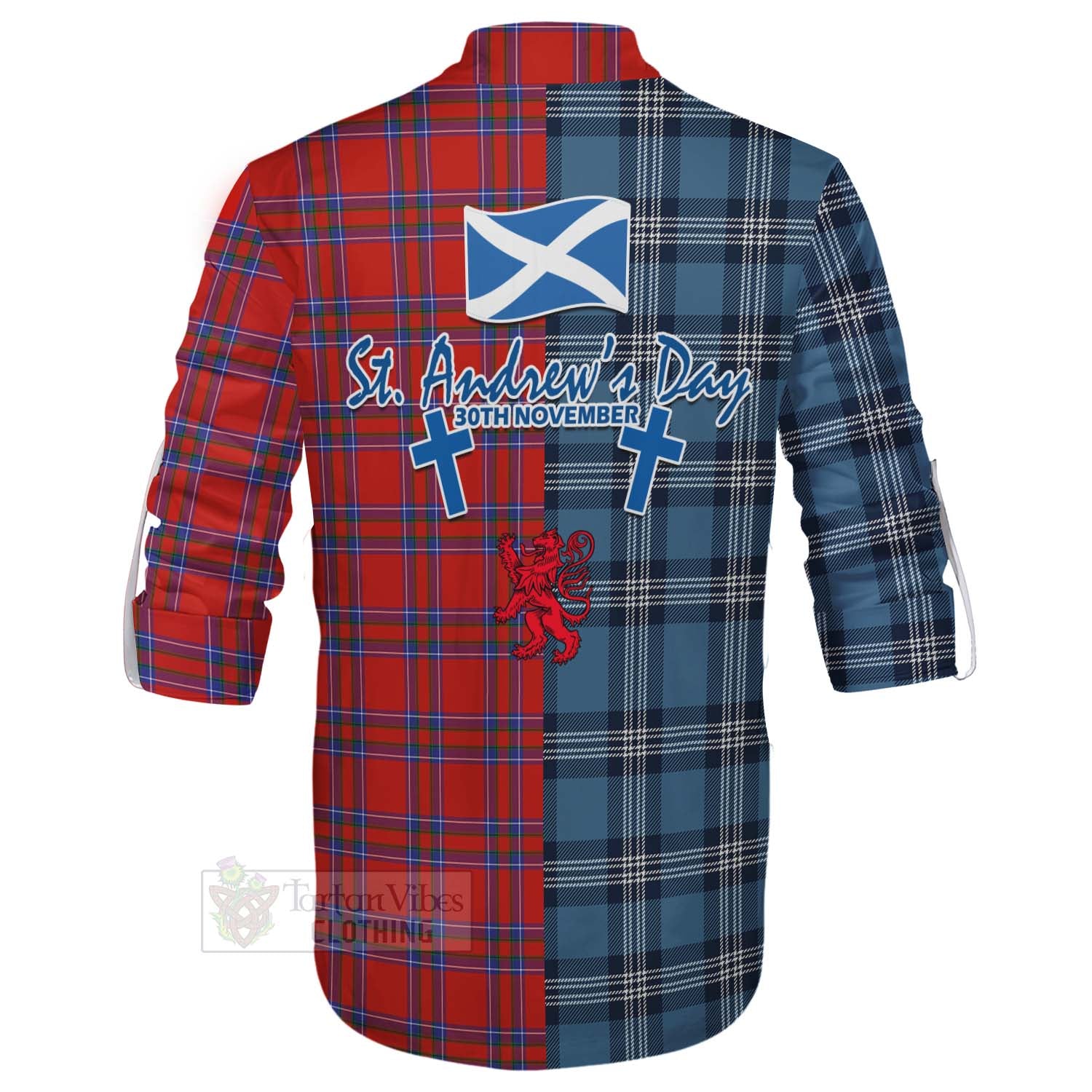 Tartan Vibes Clothing Rait Tartan Ghillie Kilt Shirt Happy St. Andrew's Day Half Tartan Style