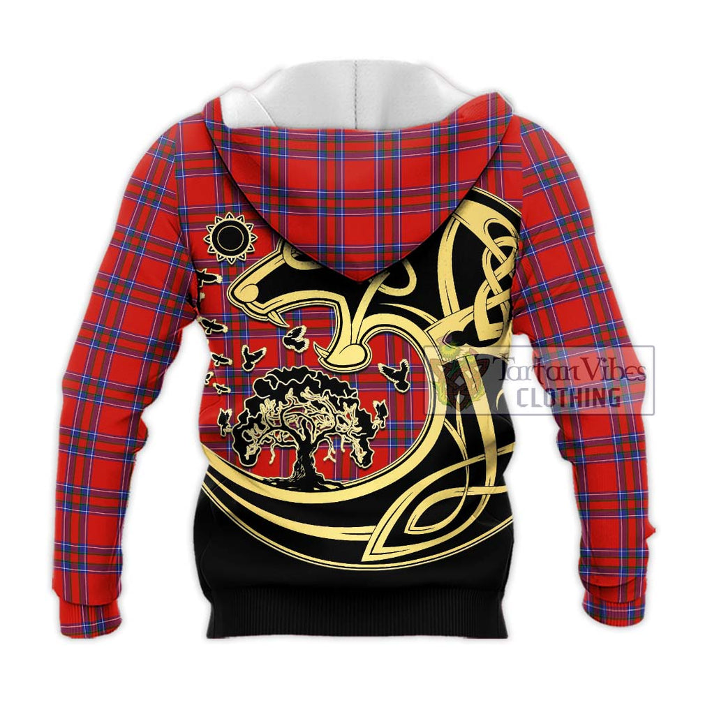 Rait Tartan Knitted Hoodie with Family Crest Celtic Wolf Style - Tartan Vibes Clothing