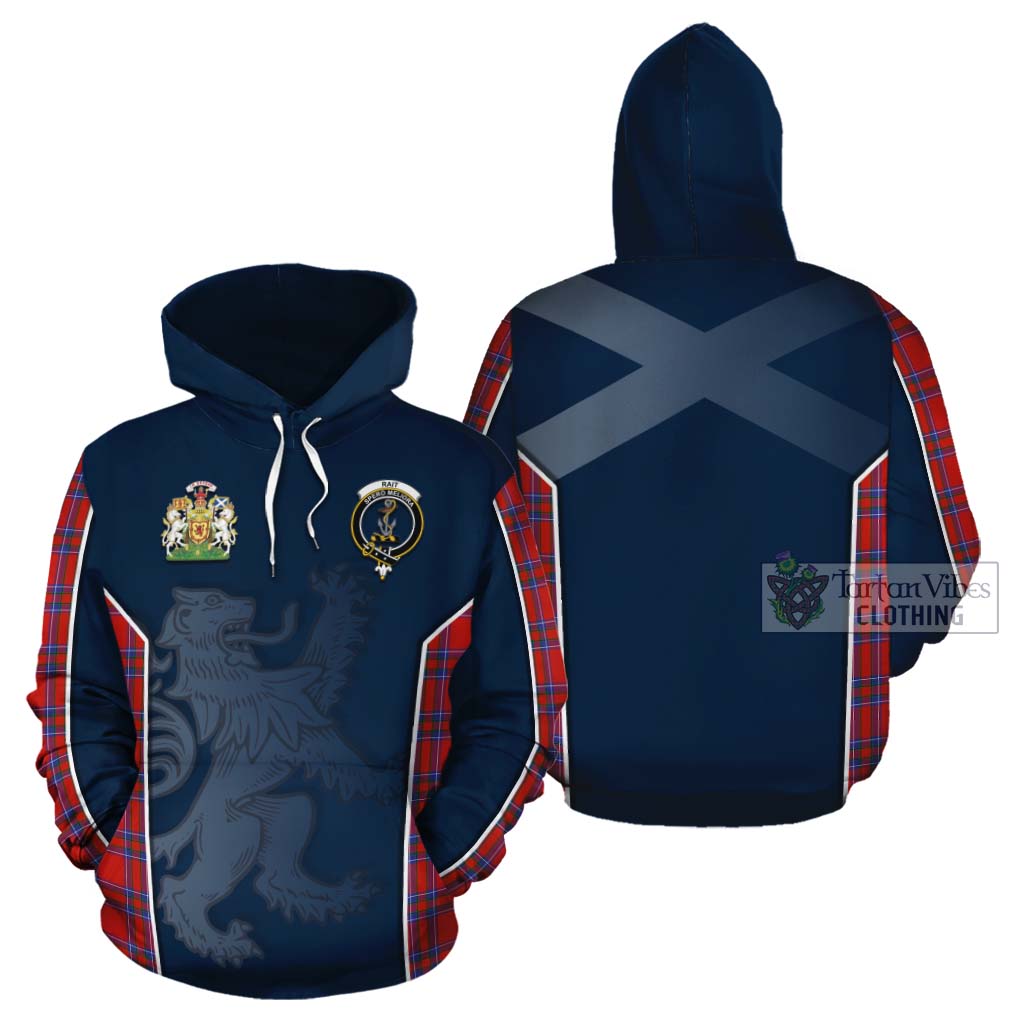 Tartan Vibes Clothing Rait Tartan Cotton Hoodie with Family Crest and Lion Rampant Vibes Sport Style