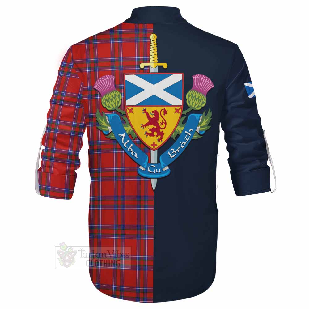 Rait Tartan Ghillie Kilt Shirt Alba with Scottish Lion Royal Arm Half Style